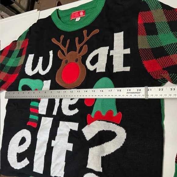 You Look Ugly Today Christmas Sweater What The Elf Reindeer Funny Ugly Xmas Sz L - Picture 5 of 7